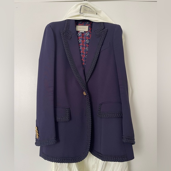 Gucci Navy Blue Single Breasted Blazer Jacket women’s size 38/ US 2 - Picture 14 of 16